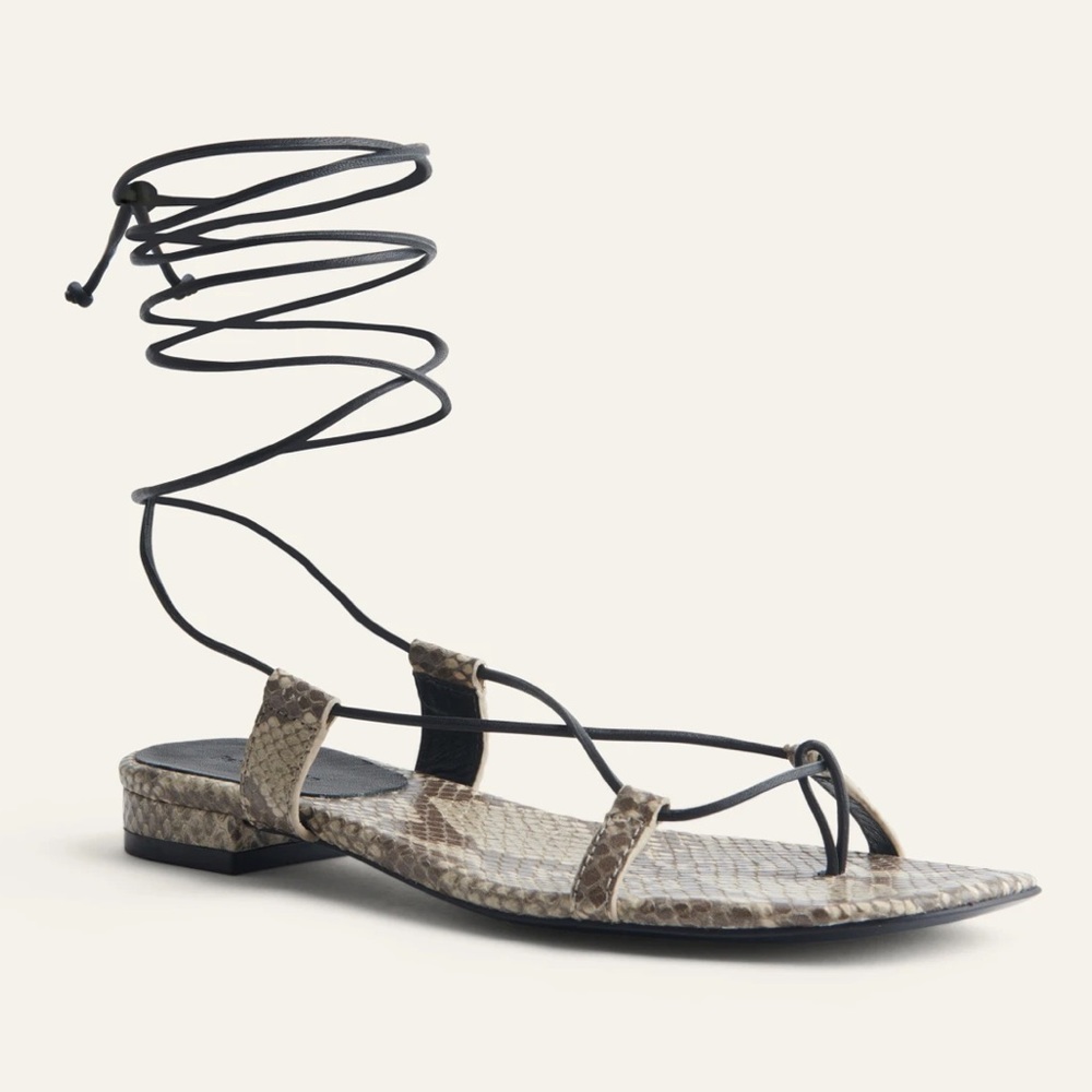 Size 7.5- NEW Reformation Snakeskin Print Leather Alize Lace Up Gladiator Sandal